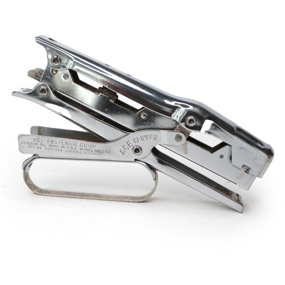 Vitnage ACE Clipper Model 702 Stapling Plier Stapler USA Silver Retro Office - Picture 1 of 8